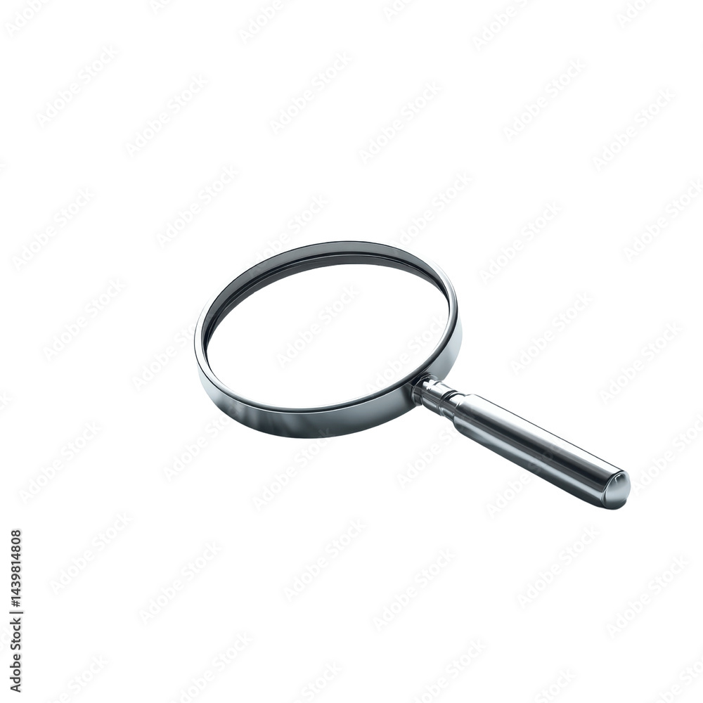 Sleek Silver Magnifying Glass on Green Background - 3D Render Sleek Silver Magnifying Glass on Green Background - 3D Render
