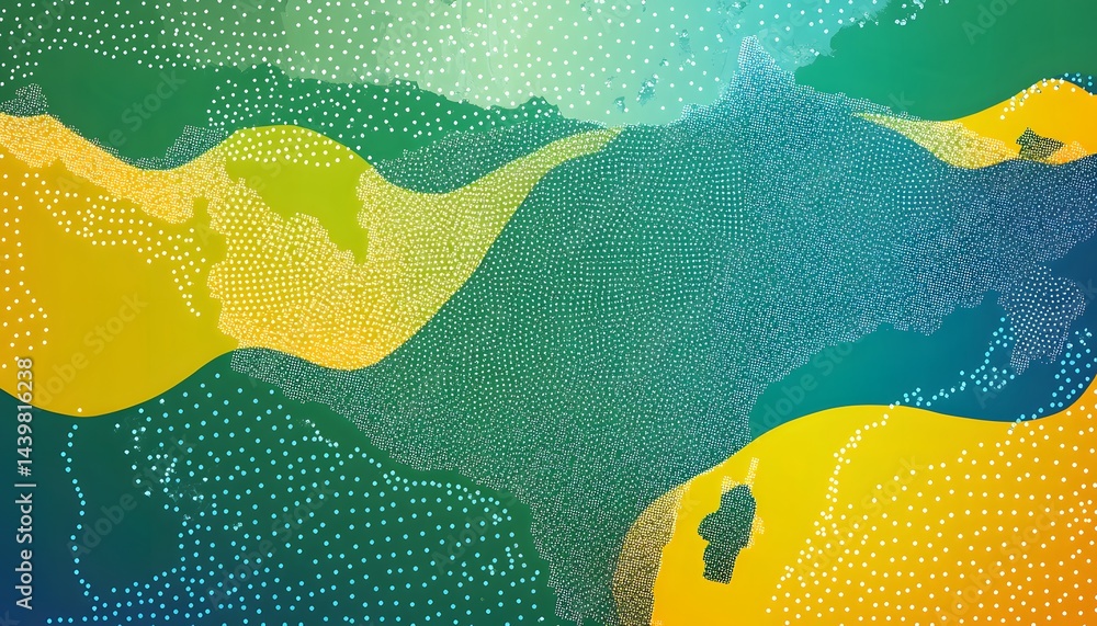 Abstract gradient waves with dot patterns and various color gradients
