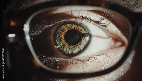 Obraz na płótnie A close up photograph of a human eye and glasses w salonie
