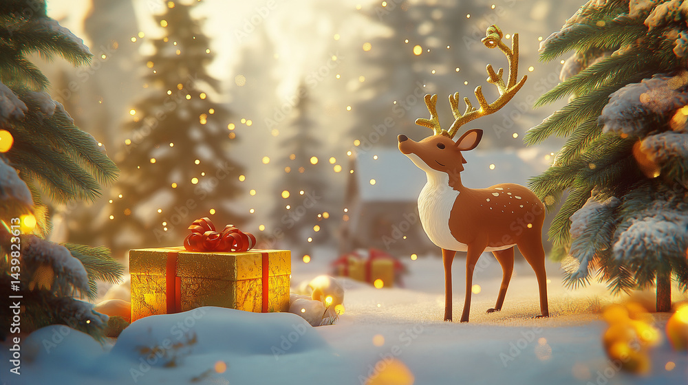 Fototapeta premium christmas deer in the snow