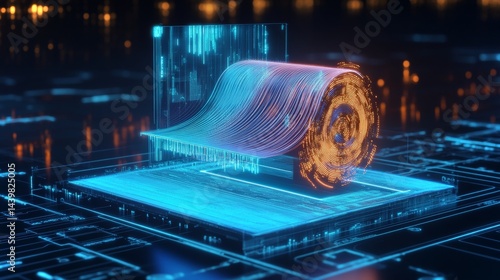 Obraz na płótnie Visualizing laminar vs turbulent flow with holographic tech in a science lab w salonie