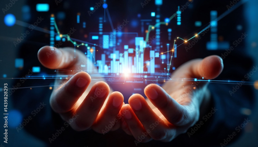 Data in Hand: A person gently cradles a luminous, digital representation of data flow, symbolizing innovation and the embrace of future-forward technology. Data in Hand: A person gently cradles a luminous, digital representation of data flow, symbolizing innovation and the embrace of future-forward technology.