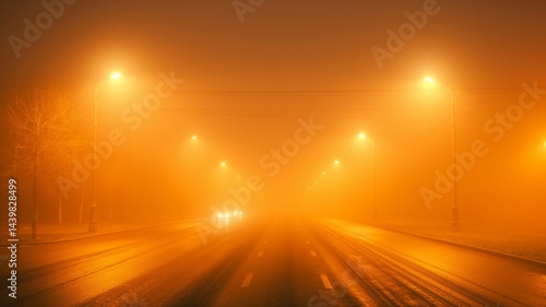 Obraz na płótnie Heavy smog envelops city streets, reducing visibility and raising health concerns in urban areas w salonie