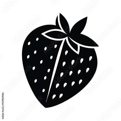 Silhouette Vector of a Whole Strawberry with Slice