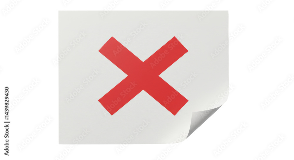 Obraz premium Isolated Red X Mark on Paper