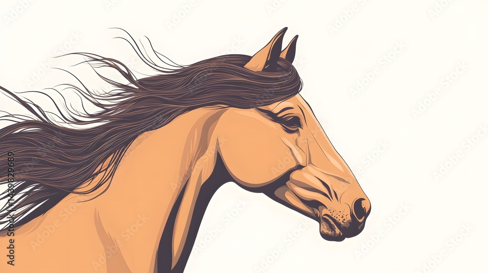 Obraz premium A detailed illustrated profile depiction of a beautiful horse