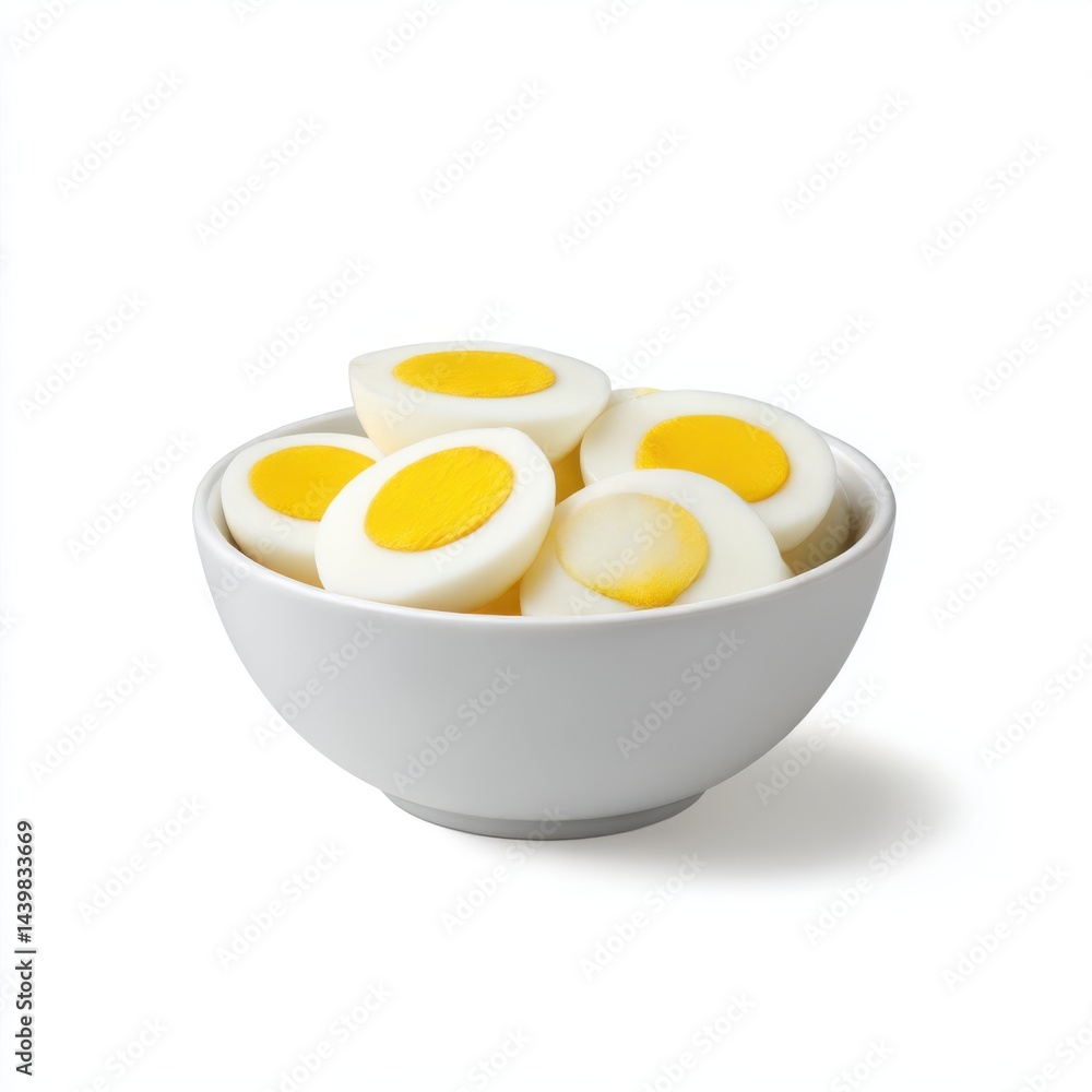 Sliced eggs in bowl isolated on white background Sliced eggs in bowl isolated on white background