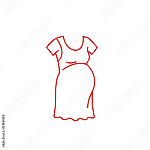 Pregnant Woman Dress Icon – Minimalist Line Art Maternity Symbol
