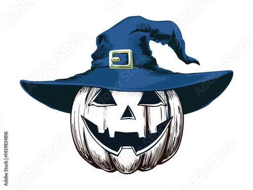 Pumpkin With Enchanted Wizard Hat Artwork