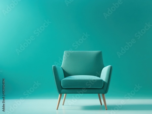Teal chair against teal background