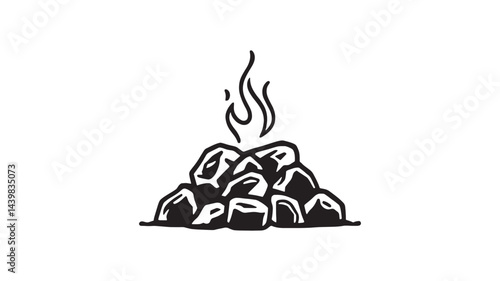 coal and fire line art black and white sketch design