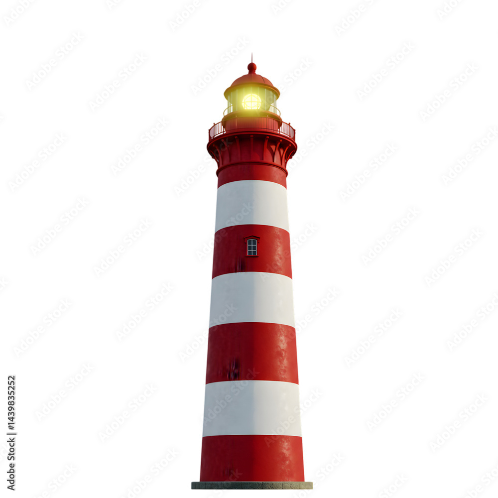 Striking lighthouse beacon against bright sky Striking lighthouse beacon against bright sky
