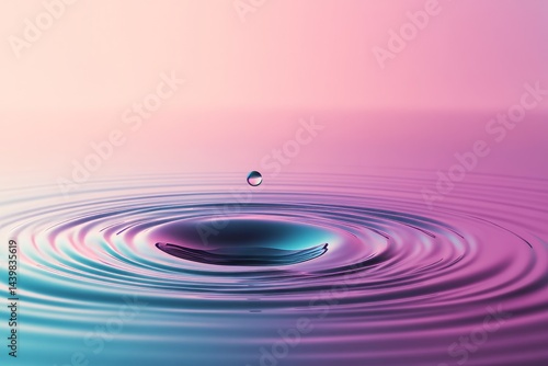 Vibrant ripples of water droplet impact.