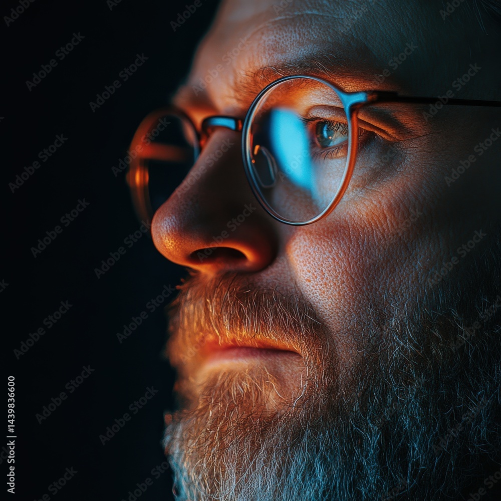 Man wearing glasses close up portrait Man wearing glasses close up portrait