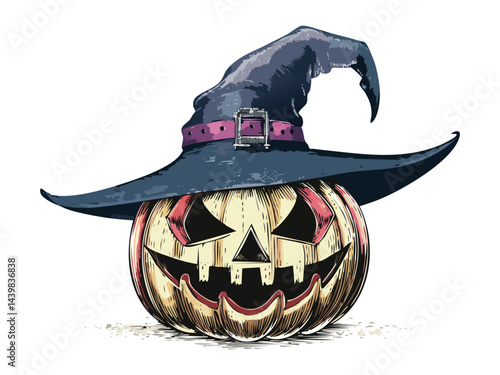 Bewitched Pumpkin With Magical Hat Artwork