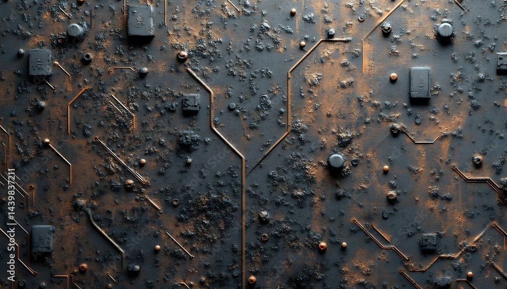 A close up photograph of a circuit board surface