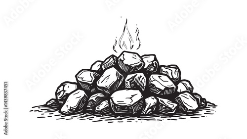 coal and fire line art minimalist drawing abstract concept art