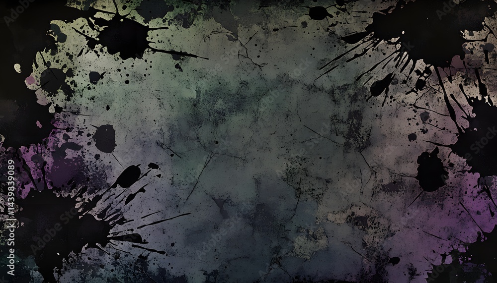 Abstract grunge background featuring splattered ink and textured surfaces
