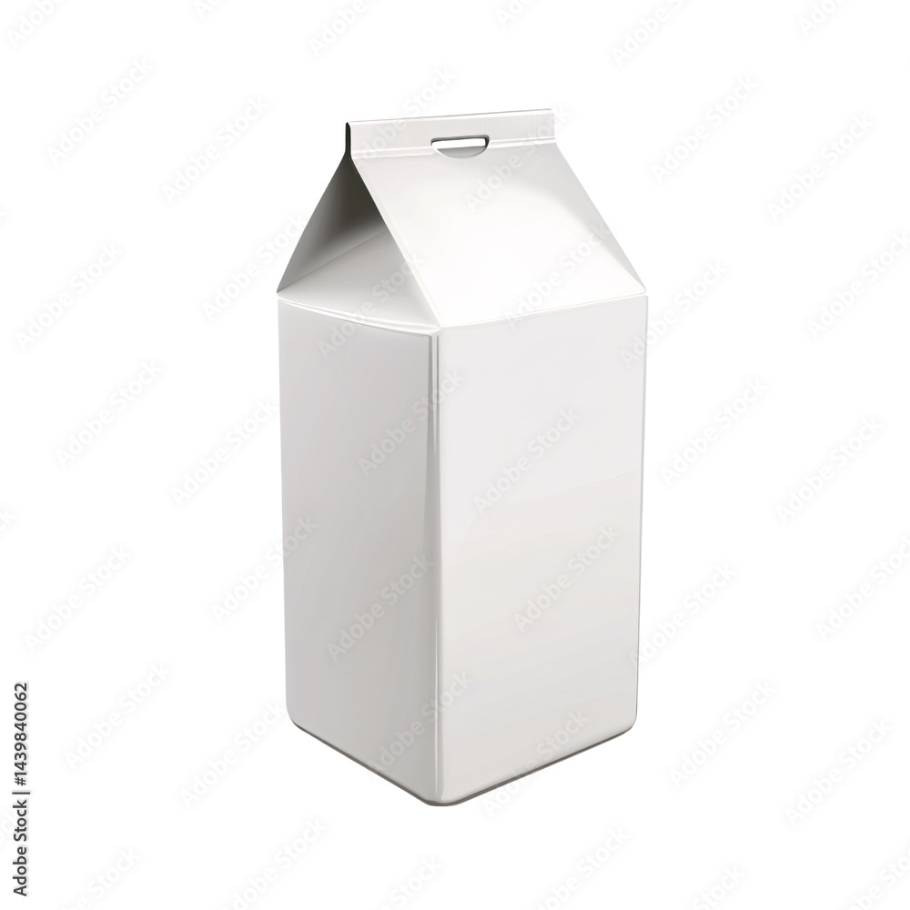 Blank white gable top carton on a transparent background, ideal for showcasing milk, juice, or other liquid product packaging design Concept of food and beverage industry Blank white gable top carton on a transparent background, ideal for showcasing milk, juice, or other liquid product packaging design Concept of food and beverage industry