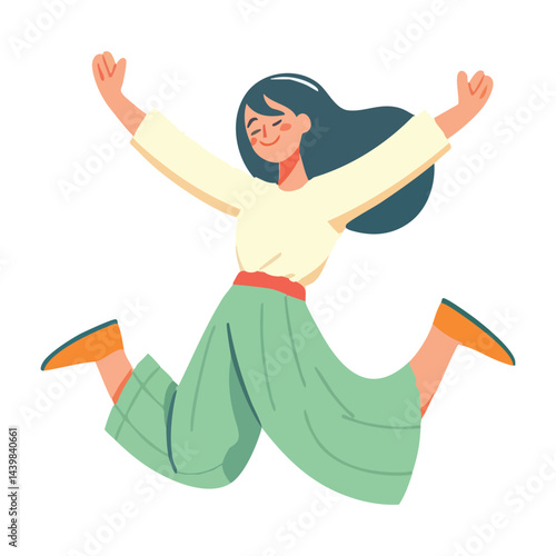 Woman Jumping with Joy Celebrating Success and Achievement Happiness