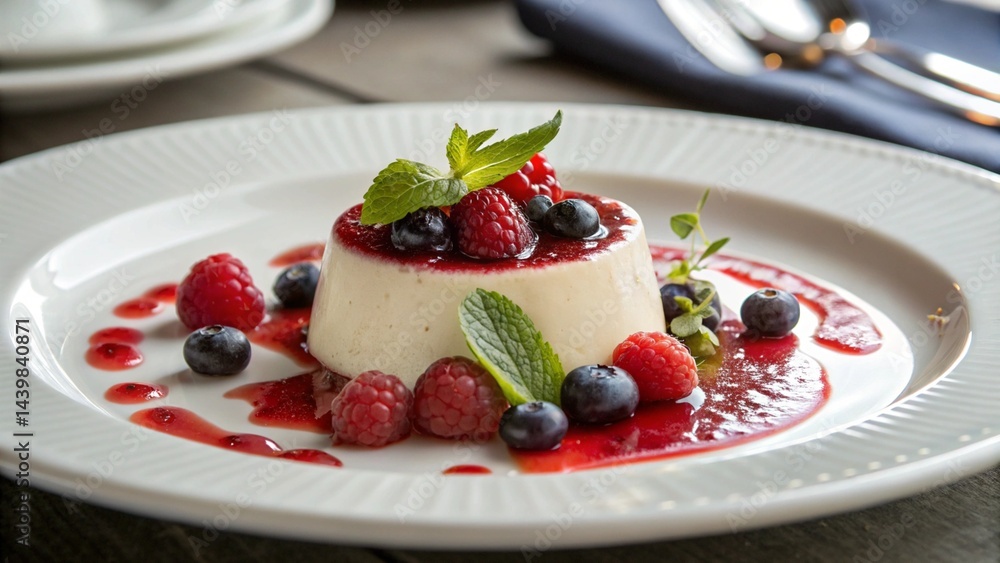 Panna Cotta with Berry Coulis and Mint – Culinary Elegance Panna Cotta with Berry Coulis and Mint – Culinary Elegance