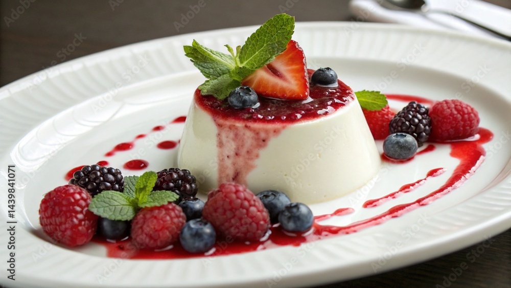 Panna Cotta with Berry Coulis and Mint – Culinary Elegance Panna Cotta with Berry Coulis and Mint – Culinary Elegance