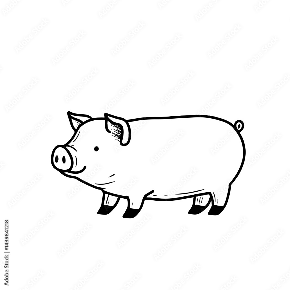 Playful vector illustration of pig, ideal for farm-themed projects, children's books, and educational materials. Whimsical design adds joy and charm to creative works. Playful vector illustration of pig, ideal for farm-themed projects, children's books, and educational materials. Whimsical design adds joy and charm to creative works.