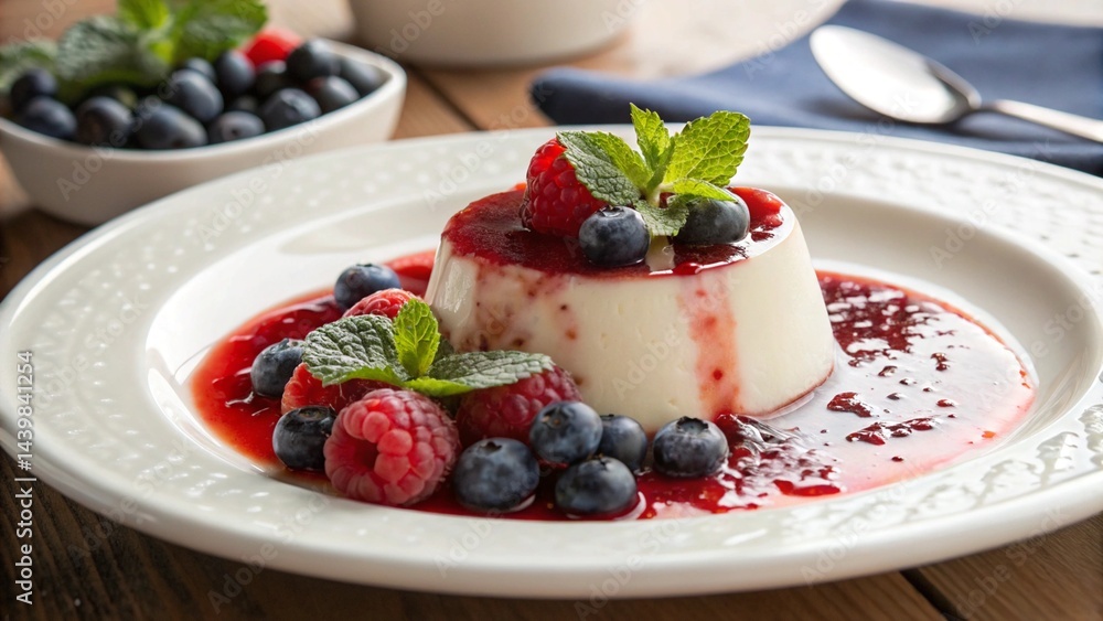 Panna Cotta with Berry Coulis and Mint – Culinary Elegance Panna Cotta with Berry Coulis and Mint – Culinary Elegance