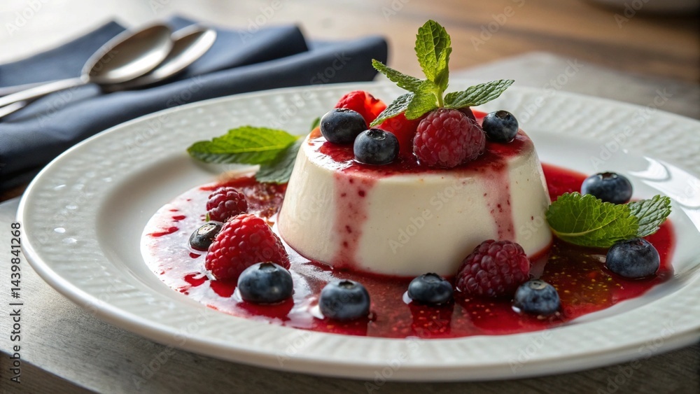 Panna Cotta with Berry Coulis and Mint – Culinary Elegance Panna Cotta with Berry Coulis and Mint – Culinary Elegance