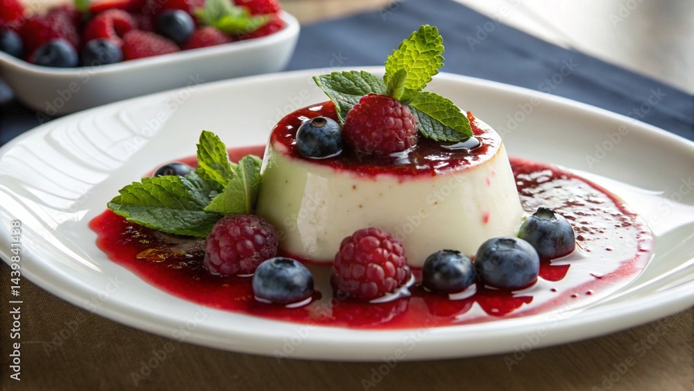 Panna Cotta with Berry Coulis and Mint – Culinary Elegance Panna Cotta with Berry Coulis and Mint – Culinary Elegance