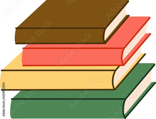 Stacked Books Simple Cartoon
