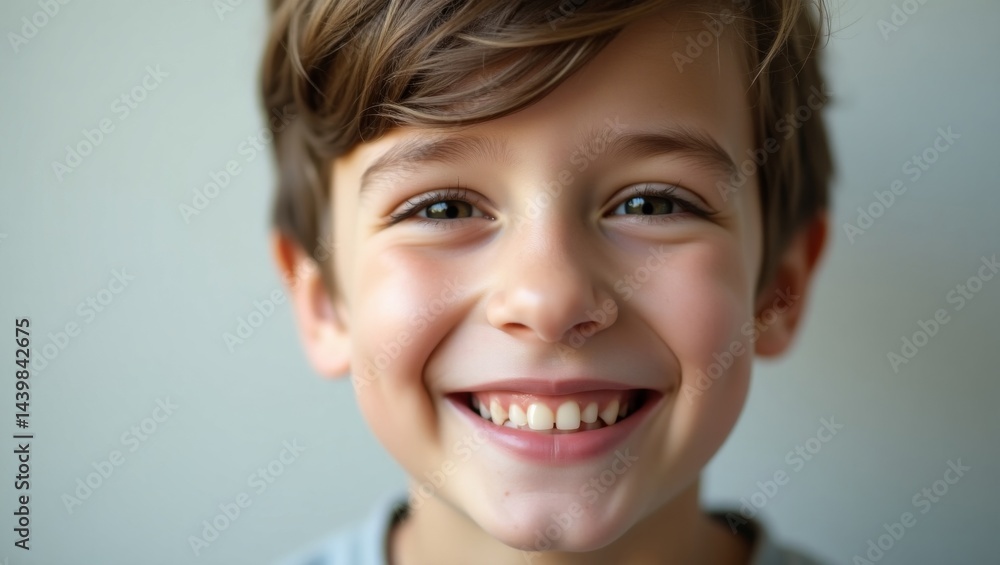 Radiant Joy: Close-up Portrait of a Cheerful Young Boy's Captivating Smile Radiant Joy: Close-up Portrait of a Cheerful Young Boy's Captivating Smile