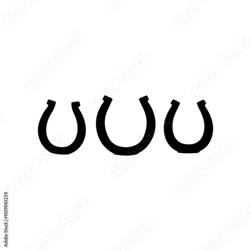 Horseshoe set  silhouette icon vector flat design.