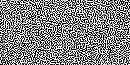 Organic seamless patterns with rounded lines Diffusion reaction background. Monochrome background of natural organic forms motion. Overlay template abstract Turing organic wallpaper background.