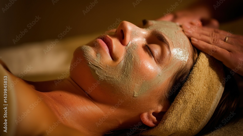 Naklejka premium Facial mask application on relaxed woman