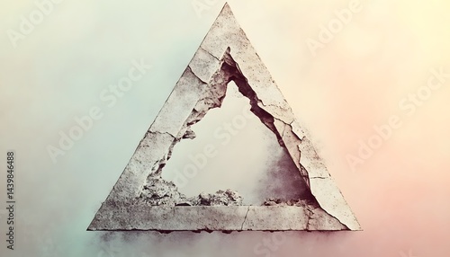Obraz na płótnie A cracked concrete triangle floating against a gradient background w salonie