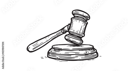 Gavel line art representation minimalistic illustration for law theme