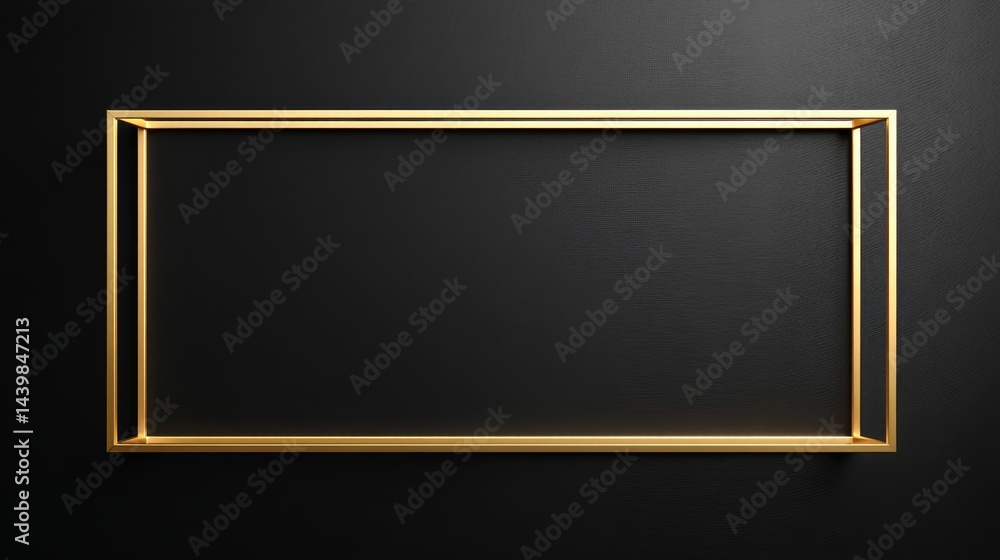 Thin gold frame on sleek black background Thin gold frame on sleek black background