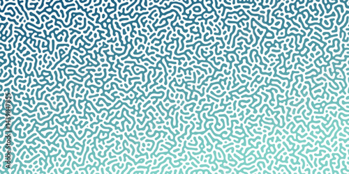 Abstract Reaction-diffusion Turing pattern natural texture blue gradient color scheme. Linear design with biological algorithm psychedelic background. Reaction-diffusion or truing patter