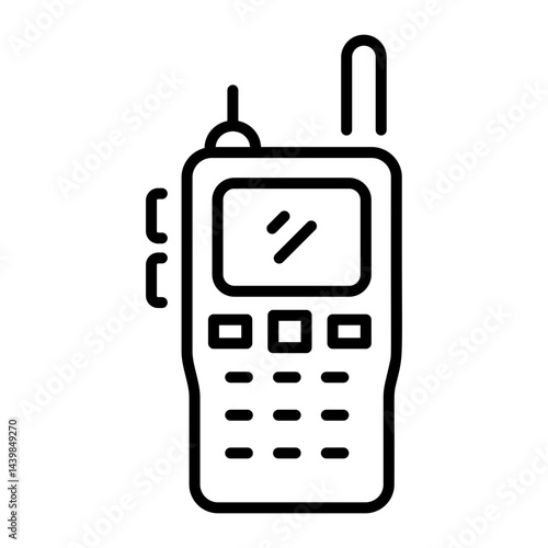 An outline style icon of a walkie talkie device