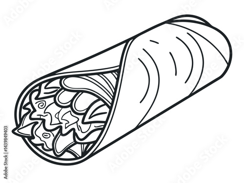 Delicious Shawarma Wrap Illustration: Fresh and Tasty Food Design