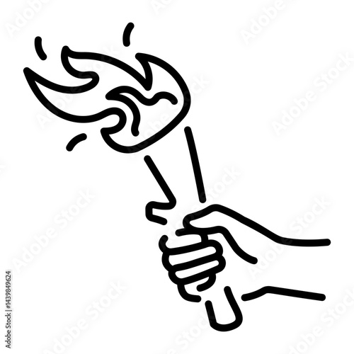 A line style icon of burning wood light