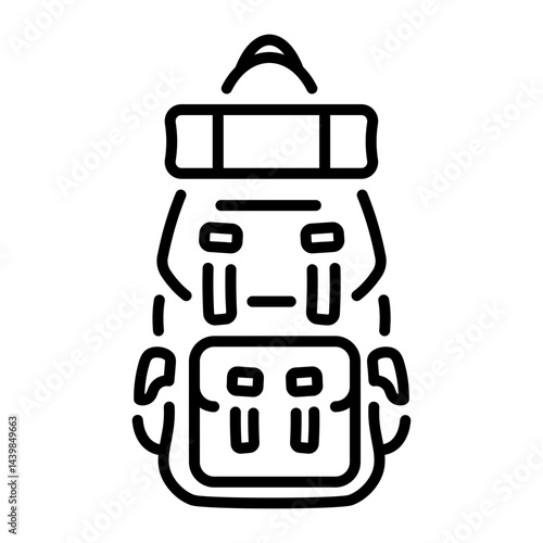 A linear icon showing a rucksack bag