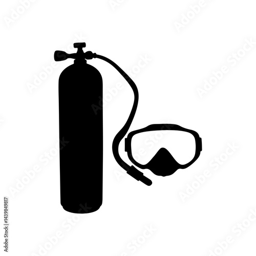 Oxygen cylinder  silhouette icon vector flat design.