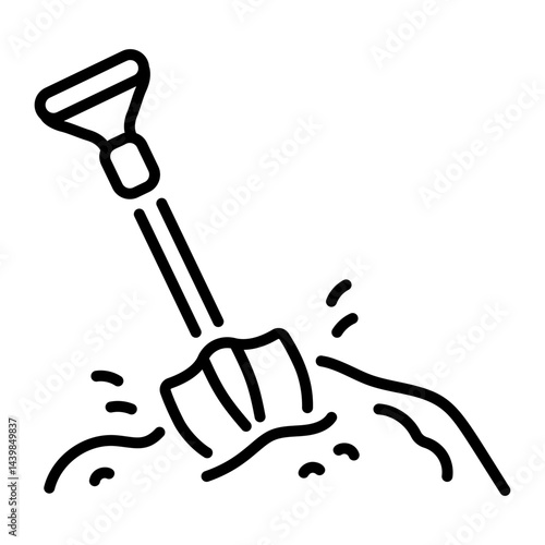 A linear icon depicting a digging shovel