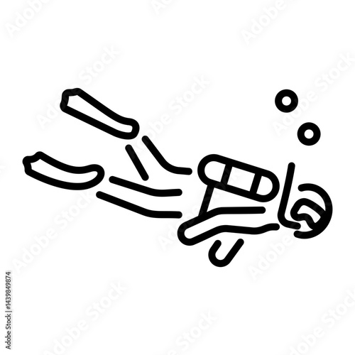 An outline style icon of a scuba diving adventure