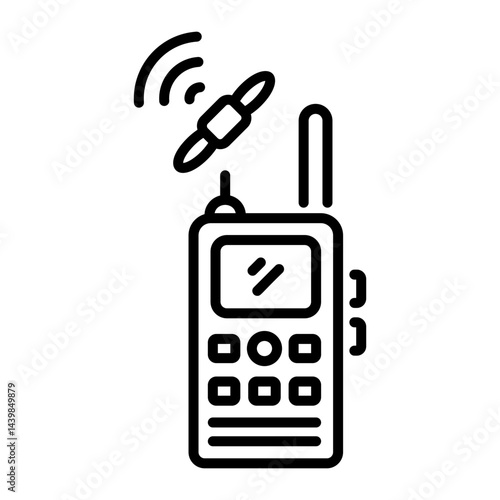 A line icon showing a satellite phone