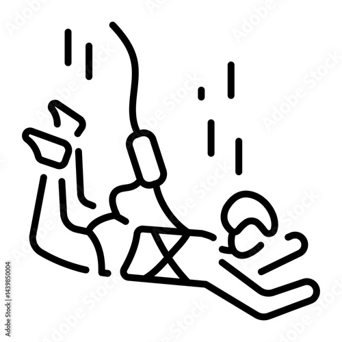 A linear icon depicting an exciting bungee jumping