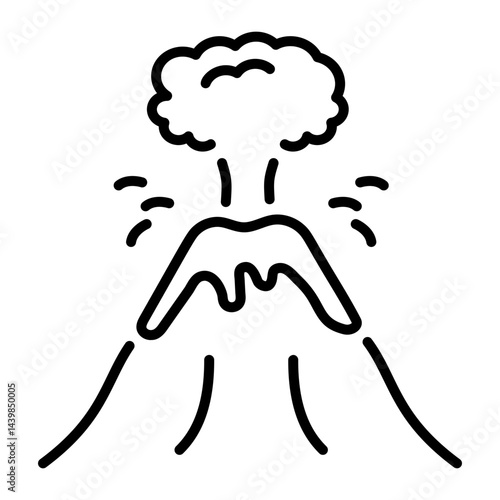 An outline style icon of a volcanic eruption