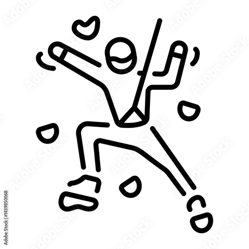 Linear icon depicting indoor climbing on a wall